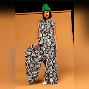 Dressed in LALA Black and White Optical Jumpsuit